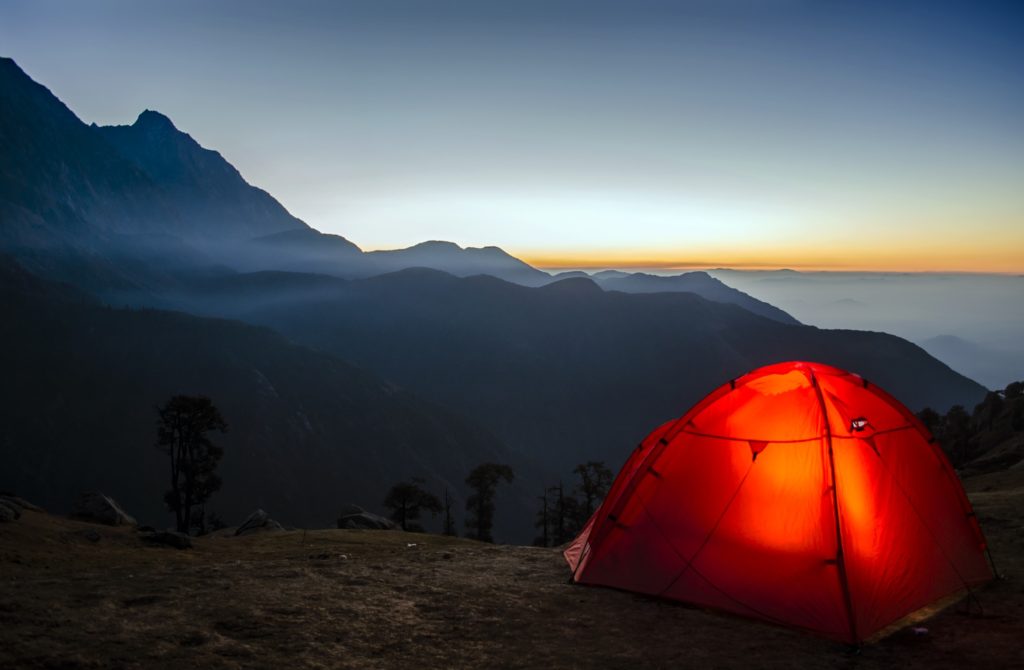 Tent and Sunset